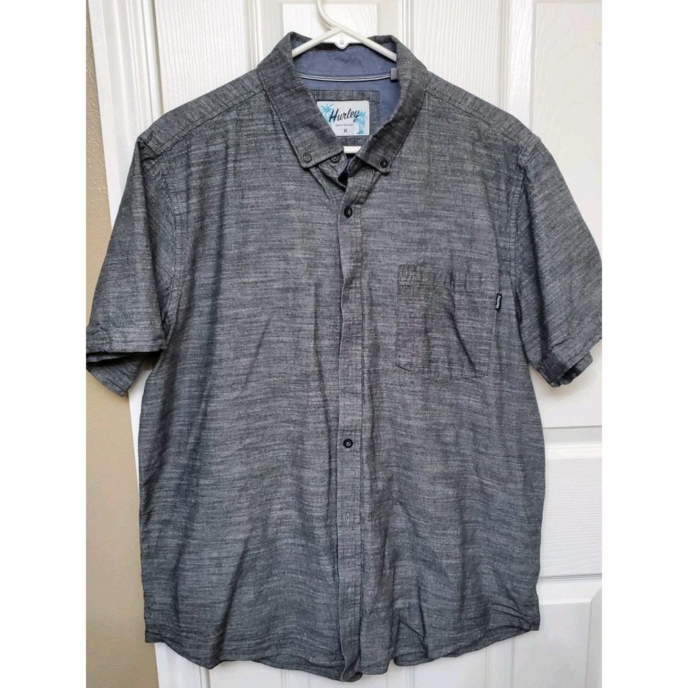 Hurley Standard Collection Slub Button Down Shirt XL Short Sleeve Gray